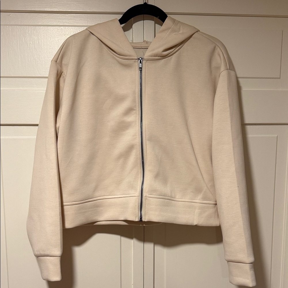 A New Day Women’s Cream Zip-Up Hooded Bomber Jacket New size Large